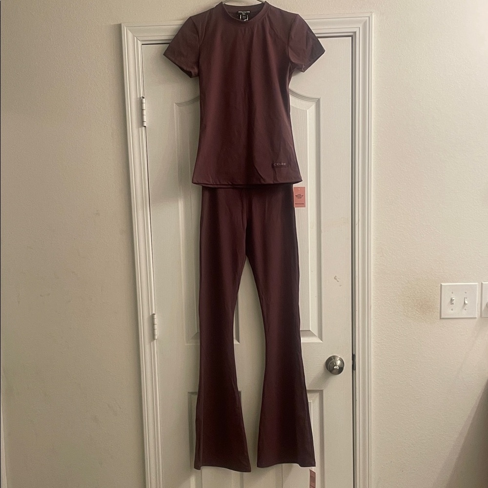 PrettyLittleThing Plum Flare Scrub Set